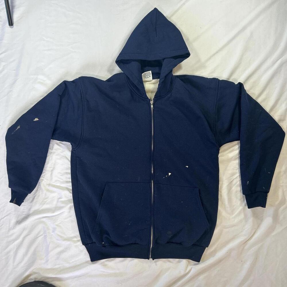 Vintage 90s Pluma full zip navy blue hoodie.